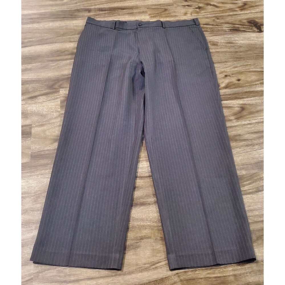 Perry Ellis Portfolio Men's 40x30 Pinstriped Gray Dress Pants Slacks 40x29.5